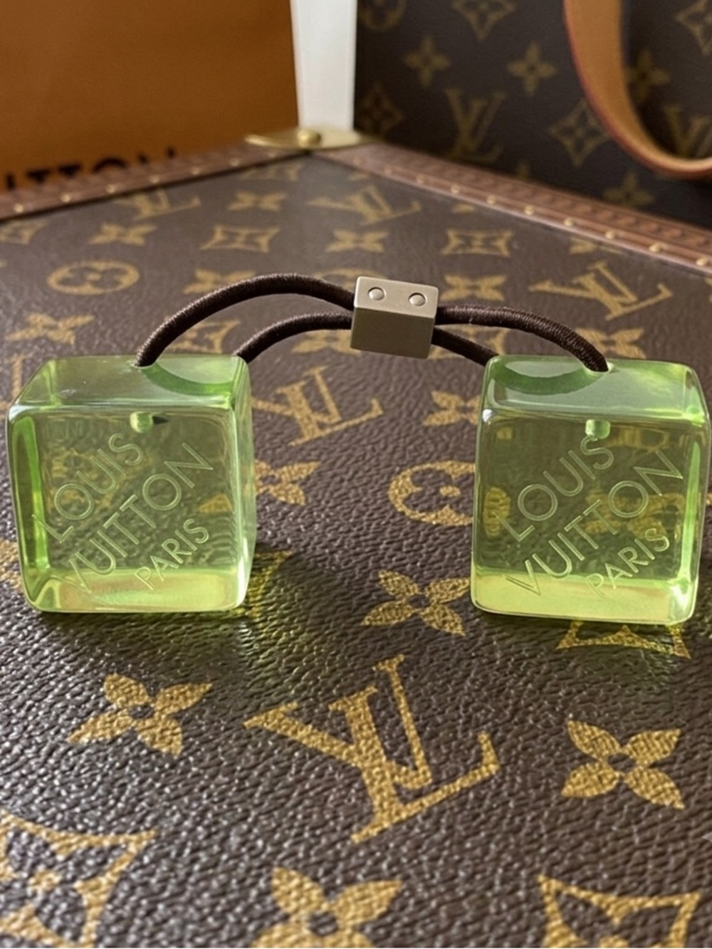 Louis Vuitton Translucent Lime Cube Hair Tie